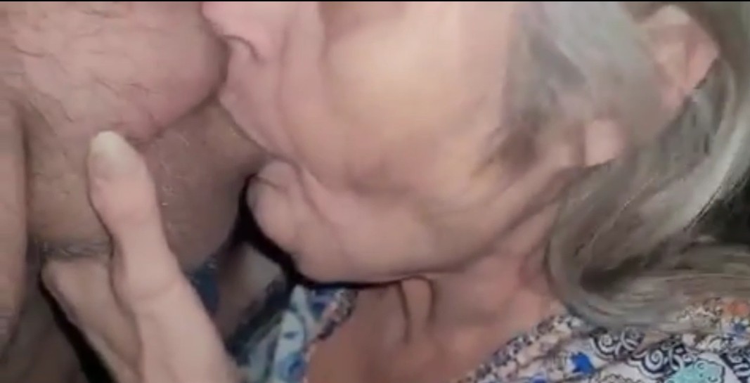 Old Grandma Try To Make A First Time Blowjob To Nephew