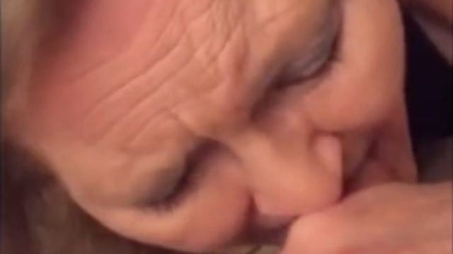 Retired grandma takes off her dentures to suck her real grandson’s cock
