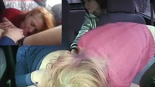 Mom and daughter sucked off a guy in a car